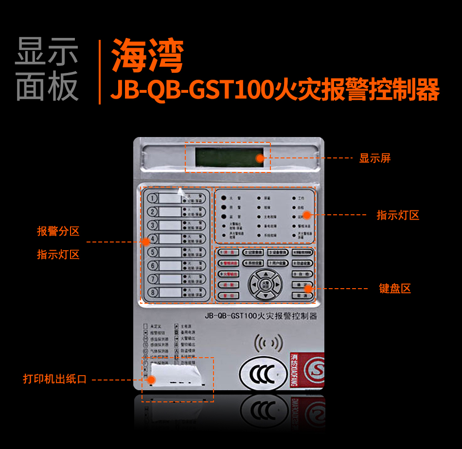 上海海湾JB-QB-GST100上海火灾报警控制器显示面板